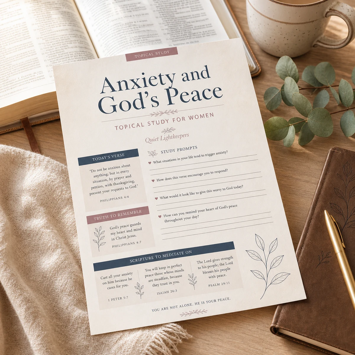 Anxiety and God's Peace — Topical Study for Women — A four-week study on worry, trust and rest